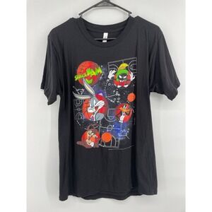 🚀 Space Jam T Shirt Uni Mens Size M‎ Black Bugs Bunny Marvin Martian Cartoon